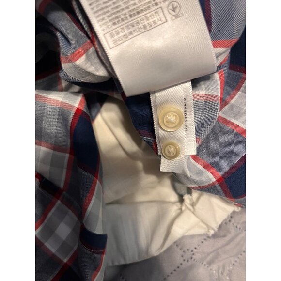 Banana Republic Mens Non-Iron Slim Fit Plaid Button-Up Shirt L Red/Blue - Picture 5 of 6